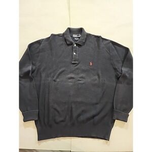 Polo Ralph Lauren Sweater Mens 2XL Knit Cotton Polo Vintage Navy Baggy 90s